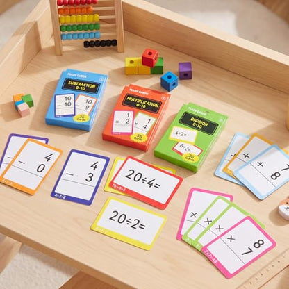 864 Pcs 24 Set Mixed Mathematics Flash Cards - Fractions, and Mathematics Flash Cards with Visual Aids Mastered & Review Sorting for Homeschool Supplies Kids 3rd 4th 5th Grade - style: Mixed Math