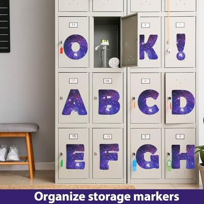 Qyeahkj 150 PCS Large 6" Font Bulletin Board Letters Outer Space Themed Punctuation Cutouts Combo Set Galaxy Letters Decoration Classroom Starry Sky Alphabet Poster for Home School Wall Display Decor - style: Starry Sky