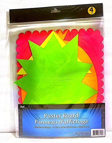 Poster Board Shapes, 11 x 14 Inches, Neon Colors, Set of 4