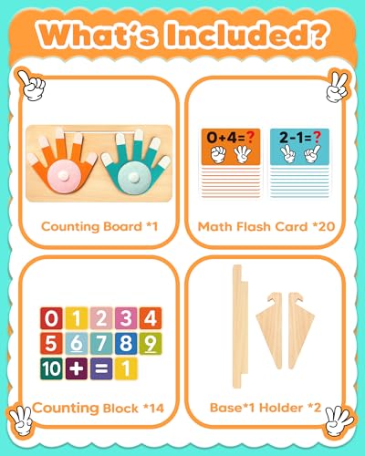 Montessori Educational Learning Toys for 3 4 5 Year Old Boys Girls Birthday Gifts, Toddler Preschool Learning Activities, Number Counting Blocks Toys for Kids, Math Manipulatives Counting Toy for 3-5