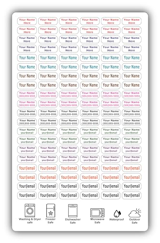 120 Small Personalized Waterproof Name Labels. Press and Stick Multi use Custom Mini Name Labels. Customized 2 Lines of Text and Color. Tiny Name Stickers with Permanent Self Adhesive. - color: 120 Small Labels - White Background