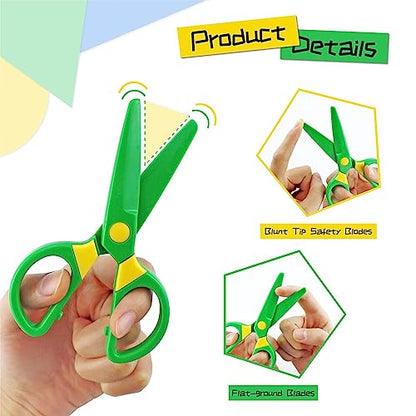JIALEEY Plastic Child-Safe Scissor Set, Toddlers Training Scissors, Pre-School Training Scissors and Children Art Supplies（3pcs）