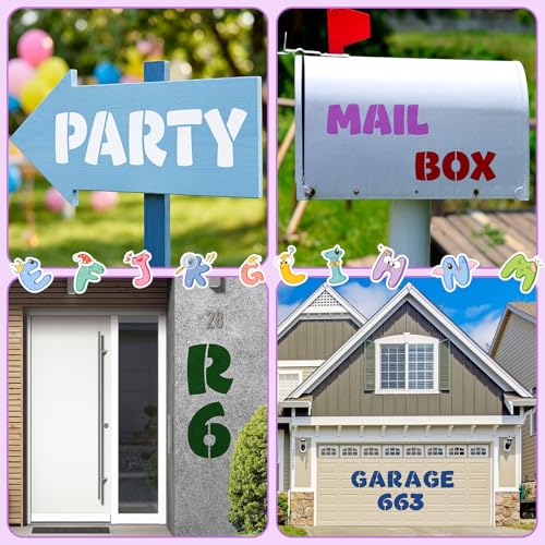 SATINIOR 36 Pieces Large Letter Stencils Number Reusable Alphabet Stencils Numbers Templates Craft for Wood Wall Fabric Signage Chalkboard Painting DIY Projects (Cute,19 Inch) - size: 19 Inch, style: Cute