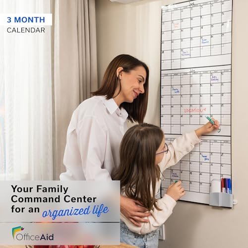 3 Month Dry Erase Calendar for Wall 40x17, Large Three Monthly Reusable Planner, Big Dry Office Erase, Rolled Whiteboard White Board, Classroom Calendar Undated Giant for Wall Erasable Family - size: 3 Month (40 x 17 inch)
