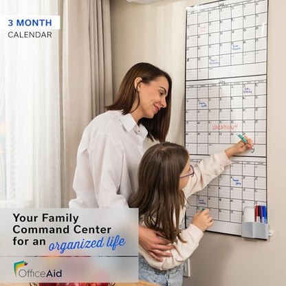3 Month Dry Erase Calendar for Wall 40x17, Large Three Monthly Reusable Planner, Big Dry Office Erase, Rolled Whiteboard White Board, Classroom Calendar Undated Giant for Wall Erasable Family - size: 3 Month (40 x 17 inch)