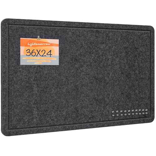 Lightomorrow Bulletin Board, 36 x 24 inches Felt Board - Decorative Pin Board, Cork Board Alternative for Wall, 3' x 2' Foldable Self-Adhesive Vision Board Prayer Board with 20 Pushpins - Dark Gray - color: Dark Gray, size: 36×24 inches