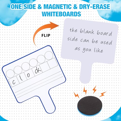 Seajan 6 Pack Magnetic Dry Erase Whiteboards with Elkonin Boxes, Phonemic Awareness and Phonics Activities, Science of Reading Manipulatives, Kindergarten Classroom &Home School Supplies(Multi Color) - color: Multi Color