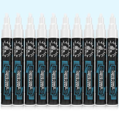 LANA & LUCA Liquid Chalk Marker Pen - White Dry Erase Marker - Chalkboard Markers for Signs, Windows, Blackboard, Glass - Reversible Tip (6mm, 20 Pack) - size: 10 Count (Pack of 2)