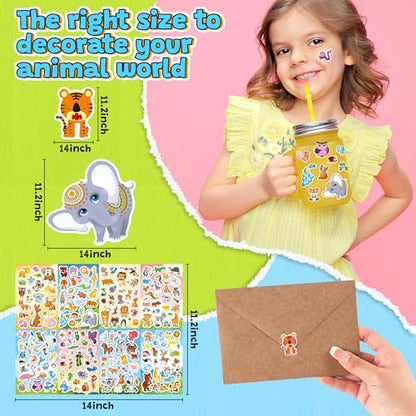 Sinceroduct Stickers for Kids Bulk, 64 Sheets 1800+ Animal Sticker Sheets, Cute Sticker Pack for Toddlers, Classroom Reward Stickers, Party Favors, Scrapbooking, Water Bottle Stickers - color: Animal-01