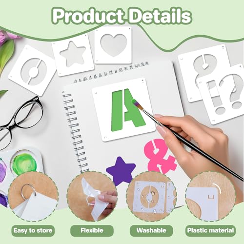 80Pcs Letter Stencils Alphabet and Number Stencil for Painting Reusable Small Alphabet Stencil for Crafts Letter Drawing Stencils on Wall DIY Art Project Rock Fabric Chalkboard (80, 3Inch&4Inch) - size: 3Inch&4Inch