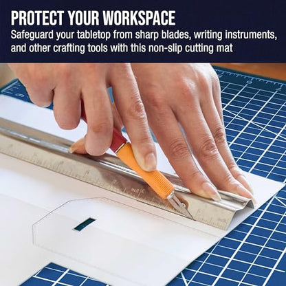 U.S. Art Supply 36" x 48" Self-Healing Cutting Mat 5-Ply - Double-Sided White/Blue Craft Mat, Non-Slip Cutting Mats for Crafts, Sewing, Quilting, Scrapbooking - color: White/Blue