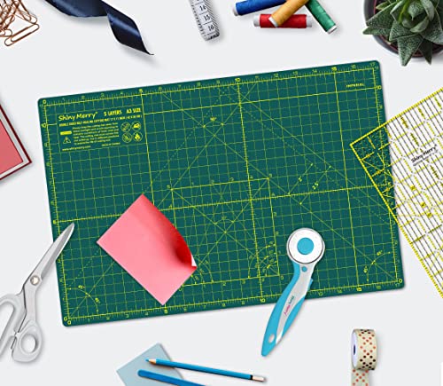 Self Healing Cutting Mat A3 12"x18" – Double Sided 5-Ply Craft Mat for Sewing, Quilting, Fabric, Scrapbooking – Green/Green - color: Green, size: A3 (12" x 18")