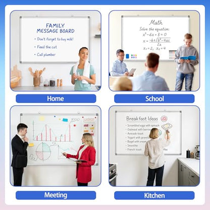 Grtard 36" x 24" Magnetic Dry Erase Board, Large Hanging Magnetic White Board with Aluminum Frame, Smooth Writing Presentation Whiteboard Suitable for Home, Office, Classroom & Kitchen - size: 36"W x 24"H