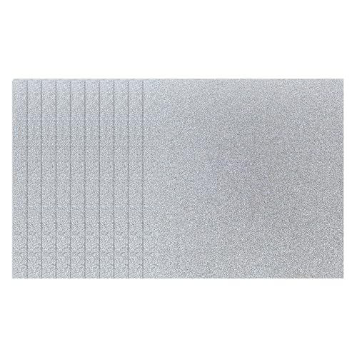 YZH Crafts Glitter Cardstock Paper, No-Shed Shimmer Glitter Papers, Cut Craft and DIY Projects Card stock, Sparkly Paper for Card Making, 12 x 12 Inch, 10 Sheets, 250 GSM (Sliver)