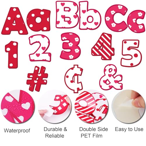260pcs Bulletin Board Letters Valentine’s Day Bulletin Decorations Alphabet Numbers Letters Combo Pack Set Bulletin Board Block Accents Cutouts for Classroom Students Kids - style: Valentine’s Day