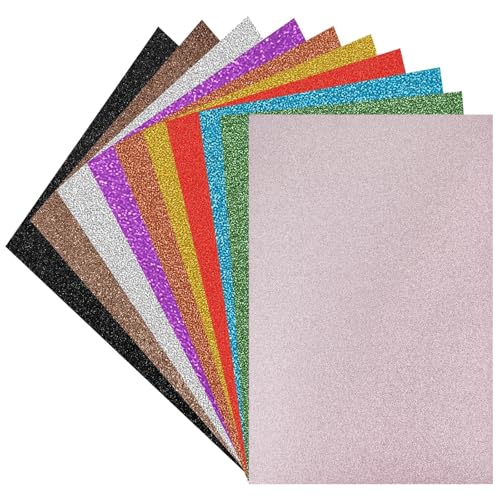 20 Sheets Glitter Cardstock 10 Colors 8.5 x 11 Inches, Heavyweight 250gsm Premium Sparkling Card Stock Paper for Card Making DIY Craft Party Decoration School Student Supplies (Assorted Colors) - color: Assorted Colors