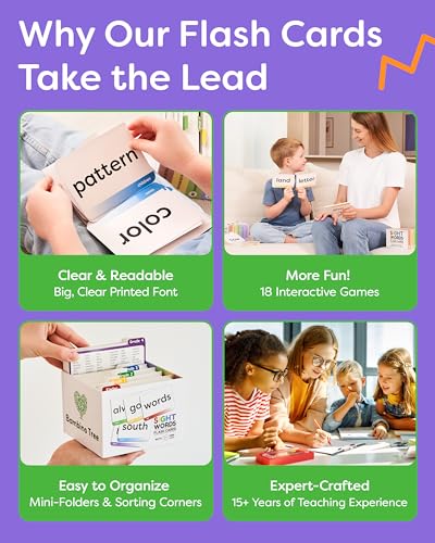 Sight Words Flash Cards Kindergarten to 4th Grade - 600 Words from Dolch's and Fry's Lists with 18 Mini Games
