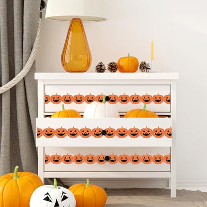 Whaline 65.6Ft Halloween Bulletin Board Border Glitter Orange Pumpkin Die Cut Trim Border Roll for Spooky Chalkboard Wall Decor - style: Halloween Pumpkin