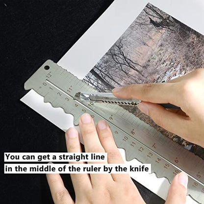 Stainless Steel Metal Paper Tearing Ruler Craft Ruler for Cutting Paper to Wavy Line Jagged and Irregular Edges 12'' Measuring Tool for Engineering School Office Architect and Drawing - style: F