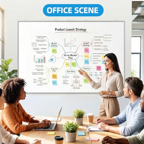 VOWNER 72"x48" Magnetic Dry Erase Board for Wall,Hanging Mounted Whiteboard with Silver Aluminum Frame, Includes Eraser, Tray and Magnets,Large Foldable Portable Whiteboard for Home, Office, School