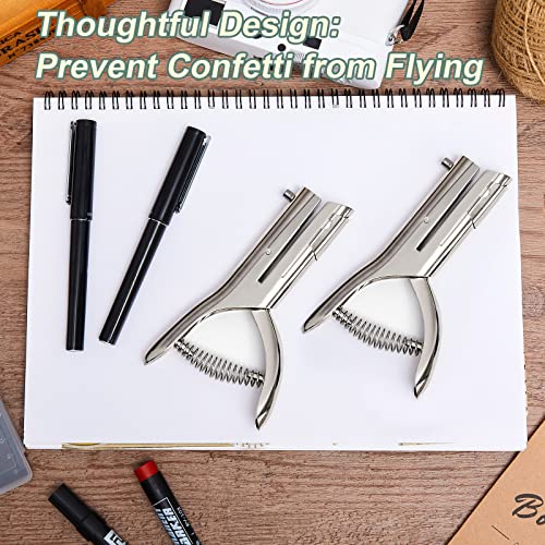Chumia 2 Pcs Heavy Duty Hole Punch 2" Long Reach 1/8 Inch Paper Single One Hole Puncher Deep Throat Reduced Effort Hand Held Alloy Punch for ID PVC Cards 5 Inch Tall 25 Sheet Capacity - size: 1/8 Inch Diameter