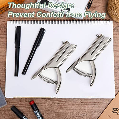 Chumia 2 Pcs Heavy Duty Hole Punch 2" Long Reach 1/8 Inch Paper Single One Hole Puncher Deep Throat Reduced Effort Hand Held Alloy Punch for ID PVC Cards 5 Inch Tall 25 Sheet Capacity - size: 1/8 Inch Diameter