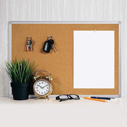 2-Pack Cork Board Bulletin Board 20 x 30 Inches, Silver Aluminium Framed Corkboard, Office Board for Wall Cork, Large Wall Mounted Notice Pin Board with 32 Pins - size: 2 Pack 20" x 30"