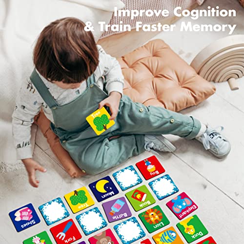 Memory Matching Game, 72 PCS First Words Matching Cards for Toddlers 36 Pairs Memory Cards Educational Toys for Preschool 4 5 6 Years Old - style: First Words