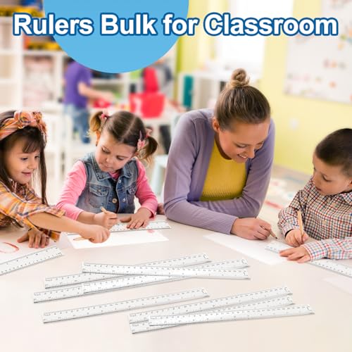 32 Pack Clear Plastic Ruler 12 Inch, Rulers Bulk for Classroom, Transparent Plastic Ruler with Centimeters and Inches, School Rulers for Kids Back to School Office Home Supplies