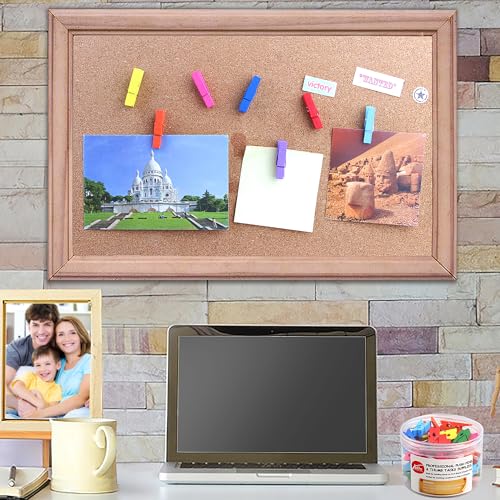 Wooden Push Pin Clips 50 Pcs, Pins Clips Creative Paper Clips with Pins for Cork Board and Photo Wall No Holes for The Paper