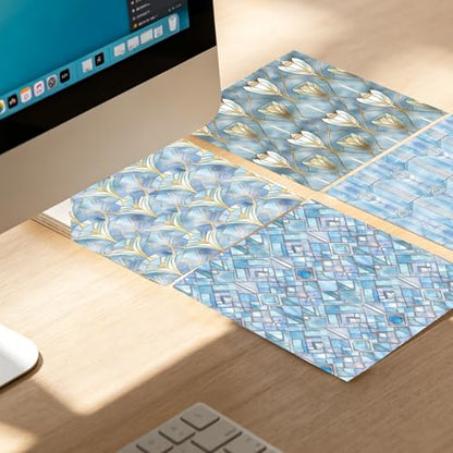 PRSTINCOL Scrapbook Paper,16 Sheets 6 x 6 Inch Blue Windowpane Style Scrapbook Supplies,Single-Sided Vivid Origami Decoupage Paper for DIY Crafts, Card Making, Art Journaling - color: Blue_Windowpane