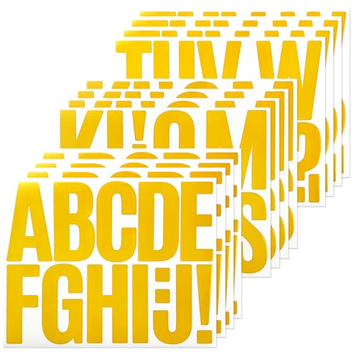 140 Large Alphabet Stickers, 12 Sheets 3 Inch Self-Adhesive Vinyl Letters Sticker Decals for Mailboxes, Doors, Trucks, Classroom Decor, Suitable for Indoor and Outdoor - Yellow - color: Yellow