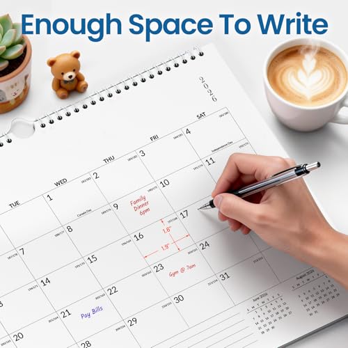 SUNEE 2026-2027 Calendar - 18 Months Wall Calendar Jul. 2026 - Dec. 2027, 14.5"x11.5" Big Grid Hanging Calendar with Note for Organizing & Planning, White - color: White