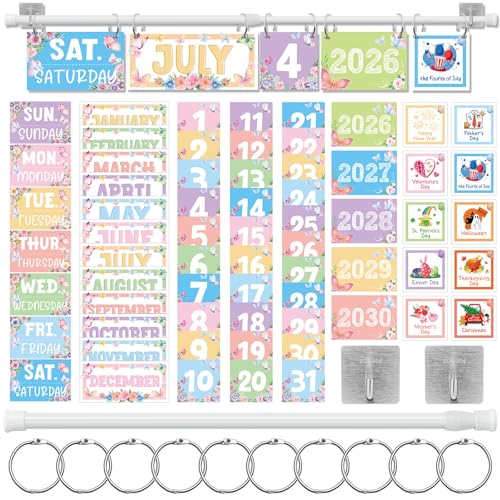 MotiMind 65 Pcs 2026 Butterfly Flip Calendar Bulletin Board Set Flip Calendar with Adjustable Holder Colorful Classroom Decor Include 65 Date Card for Back to School Home Decor Supplies - style: Butterfly
