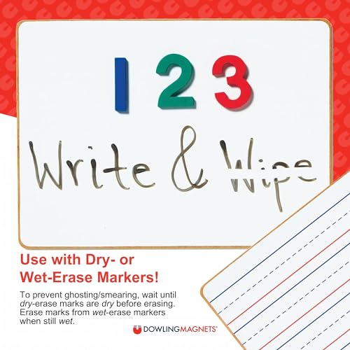 Dowling Magnets Magnetic Dry-Erase Boards – Double-Sided Ruled/Blank – 12" Long x 8.75" Wide – Pack of 5. (735206), White - size: 12 inches x 8.75 inches