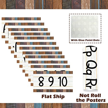 12 Pieces Alphabet Bulletin Board Strips Set Alphabet Line ABC Alphabet Banner & Number Border Posters for Preschool Kindergarten Classroom Playroom Bedroom (Industrial Chic) - style: Industrial Chic
