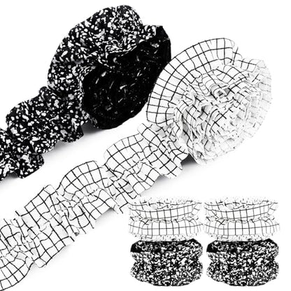 Mooliwe 4 Rolls 40ft Ruffled Black and White Bulletin Board Border for Classroom Fabric Decorate Bulletin Board Trim for Back to School Classroom Teacher Desks Doors Walls Decorations Essentials - style: Popular Styles
