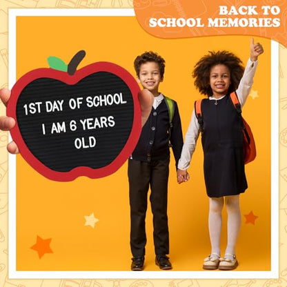 Changeable Felt Letter Board with Letters Back to School Supplies First Day of School Sign 1st Baby Announcement, Message Board Kindergarten Preschool Classroom Decor Farmhouse Milestones Kids(Apple) - style: Apple