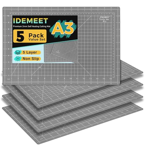Premium 5 Pcs Self Healing Cutting Mat 18'' x 12'', A3 Non-slip Sewing Mat for Quilting, 5-Ply Rotary Cutting Board Double-Sided for Crafts Cutting Fabric Scrapbooking Modeling Projects - color: Anthracite Gray, size: 18‘’x12‘’(5 Pack)
