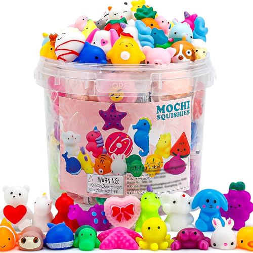 100 Pack Mochi Squishy Toys, Party Favors for Kids 4-8-12,Birthday Gifts Treasure Box Classroom Prizes Goodie Bag Stuffers, Mini Squishy Fidget Toys, Carnival Prizes in Bulk - style: 100PACK