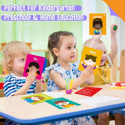 Emotions Flashcards, 50 Different Feelings with Coping Skills-Learn to Identify Various Moods, Cartoon Faces Emotions for Kids with Autism, ADHD -Emotion Flipbook for Therapy, Home Use - style: Emotions Flashcards