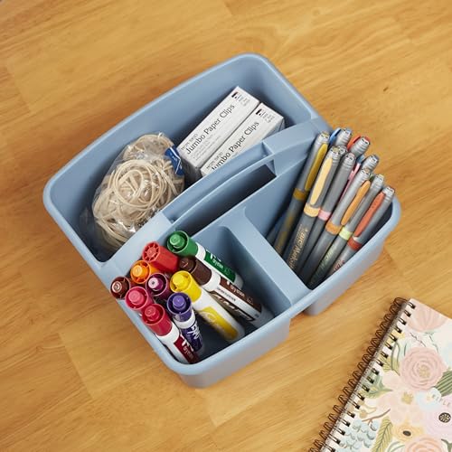 ECR4Kids 3-Compartment Small Plastic Caddy, Multipurpose Organization, Earthtone, 6-Pack - color: Earthtone