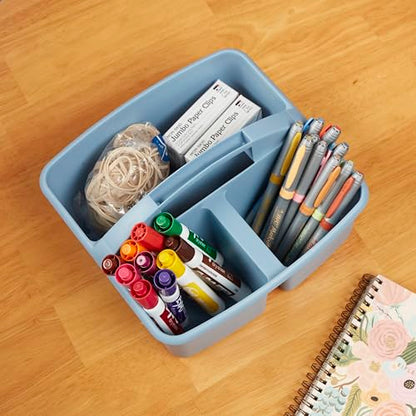 ECR4Kids 3-Compartment Small Plastic Caddy, Multipurpose Organization, Earthtone, 6-Pack - color: Earthtone