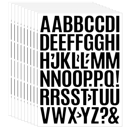 550Pcs Letter & Number Stickers – 10 Sheets 1 Inch Vinyl Self-Adhesive Large Alphabet, Numbers & Symbols for Mailbox, Poster, Bulletin Boards, Windows, Doors, Crafts, Classroom & Home Decor Black - color: Black, size: 1 inch
