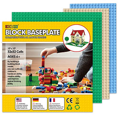 Classic Base Plates Compatible with Bricks & Baseplates, 10"x 10" and 10"x 5" Building Base Combo Set, Thick Boards Base Plates Can Be Used to Build Double Layer Buildings - 3pcs - size: 3PCS