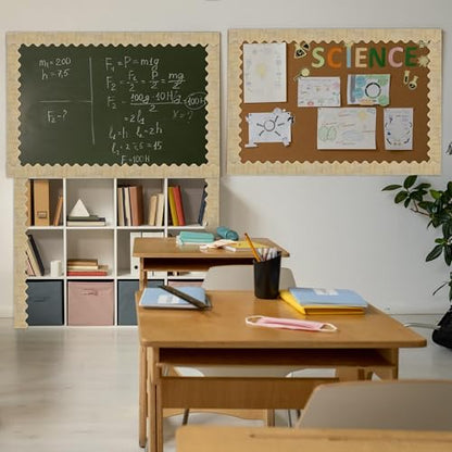 Aodaer 65.5 Feet Burlap Bulletin Board Borders Scalloped Border Trims Back to School Bulletin Board Decorations for School Classroom Wall Decor - style: Burlap