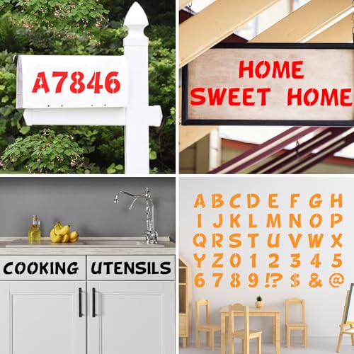 BAMIDELE 1.25 Inch Letter and Number Stencils, 40 Pcs Reusable Plastic Alphabet Spray Paint Stencils for Painting on Wood, Wall, Fabric, Rock, Chalkboard, Door Porch, Signage, DIY Craft Decoration - size: 1.25 Inch