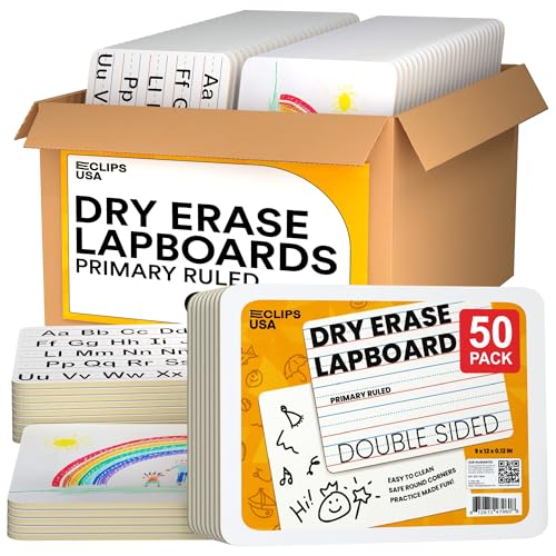 Dry Erase Board, (Primary Ruled) Dry Erase Lap Boards, Small White Boards Dry Erase, White Board Mini, 9” x 12” Double Sided (50 Pack) - style: 50 Pack