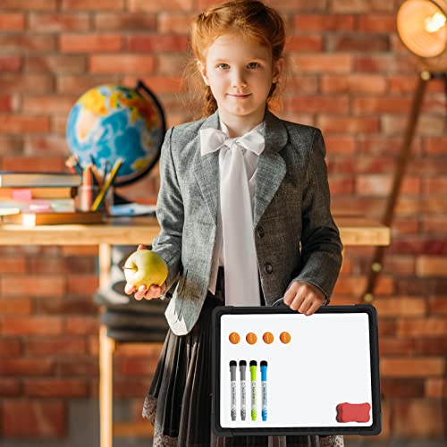 Small Dry Erase White Board Double-Sided Magnetic Portable White Board Desktop Foldable Tabletop Whiteboard Easel for Home, Office, Classroom - size: desktop 16"x12" black
