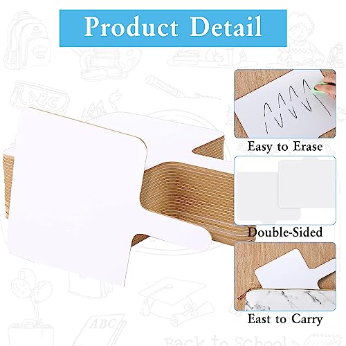 50 Pcs Dry Erase Paddles, Dry Erase Answer Paddle, Double Sided Handheld White Boards, Double Sided Paddles for Students Teachers Classroom Voting Bridal Shower Games(50 Pack,10 X 7.9 Inches)
